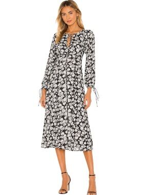 Rebecca Taylor Women's Alicia Fleur Midi Dress Black Size 4